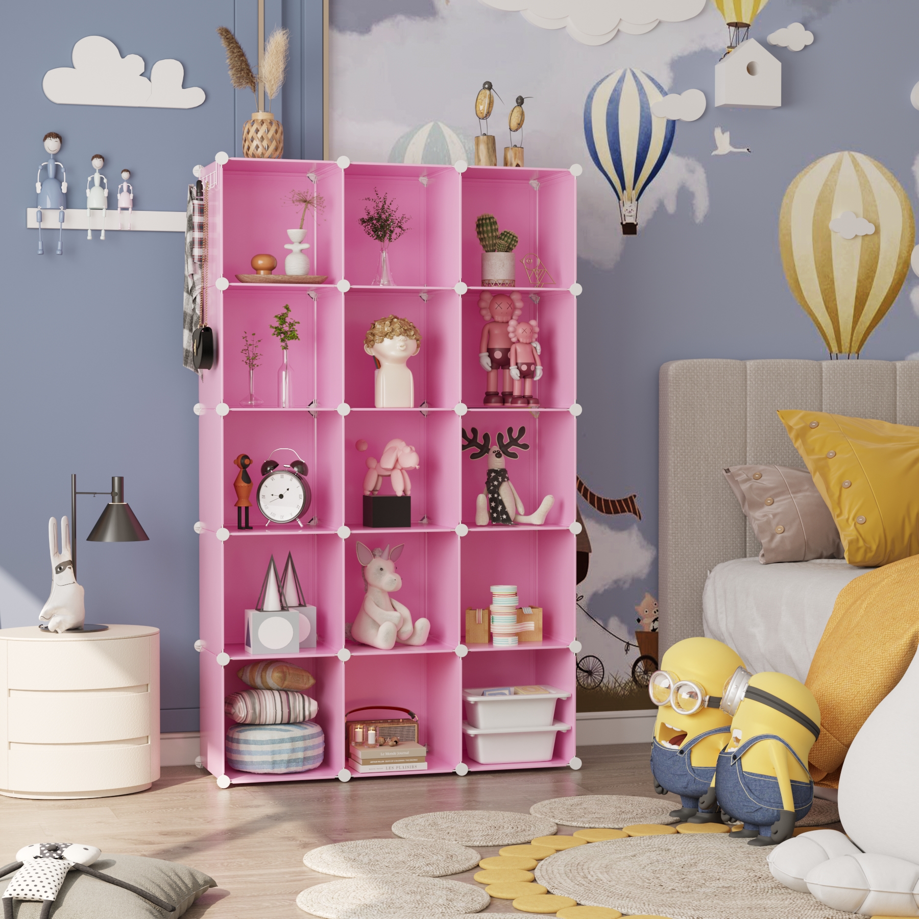 c-ahome-plastic-cube-storage-upcs16p-w-rfelregal-rosa-16-f-cher image 4
