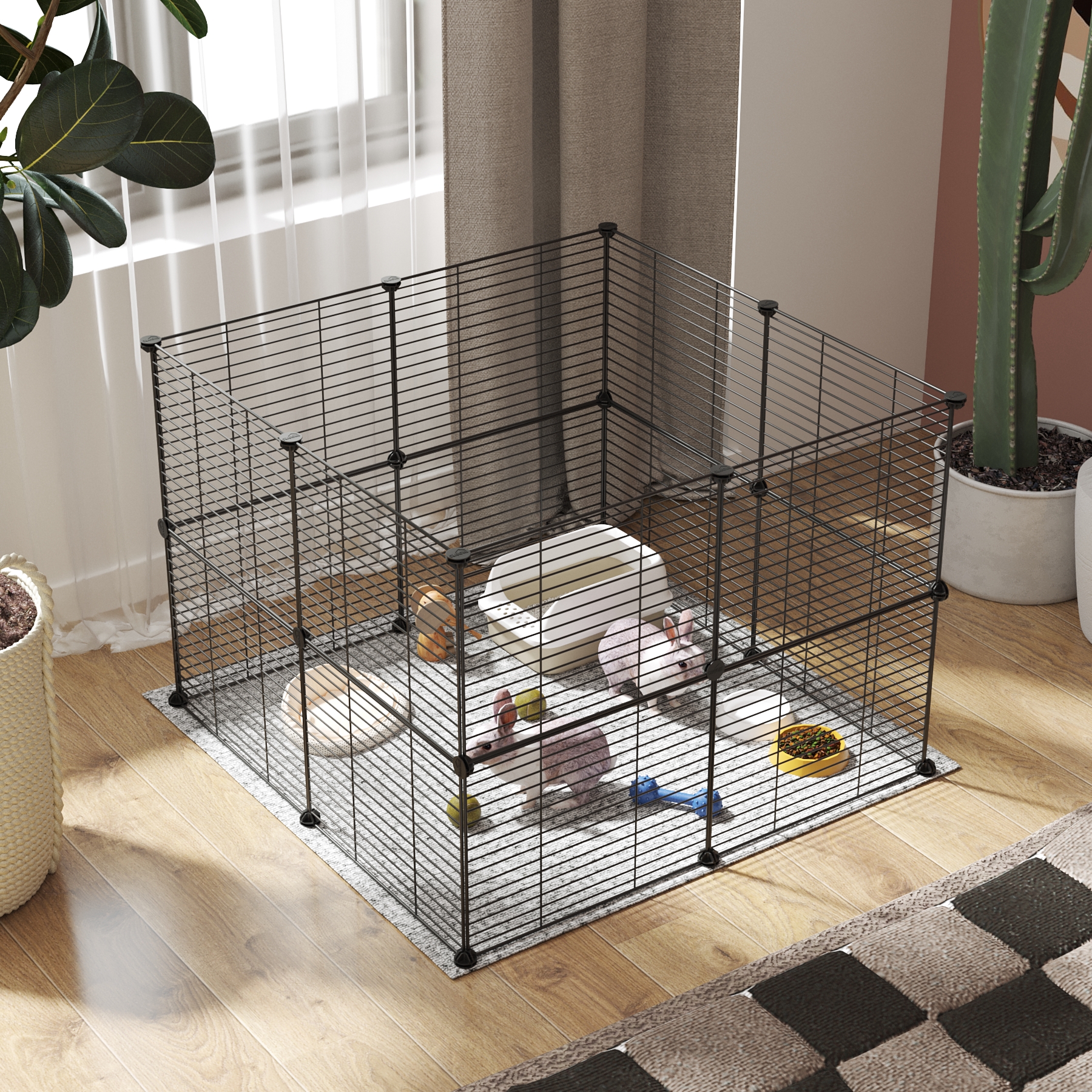 c-ahome-pet-playpens-laufstall-16-paneele-schwarz image 2