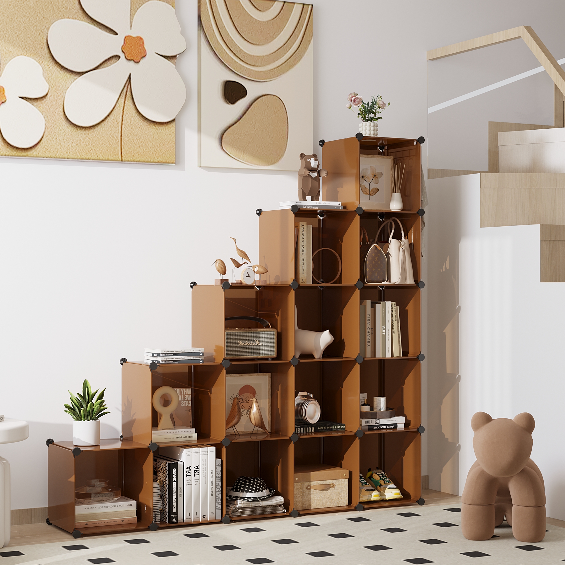 c-ahome-plastic-cube-storage-upcs16c-w-rfelregal-cocoa-16-f-cher image 3