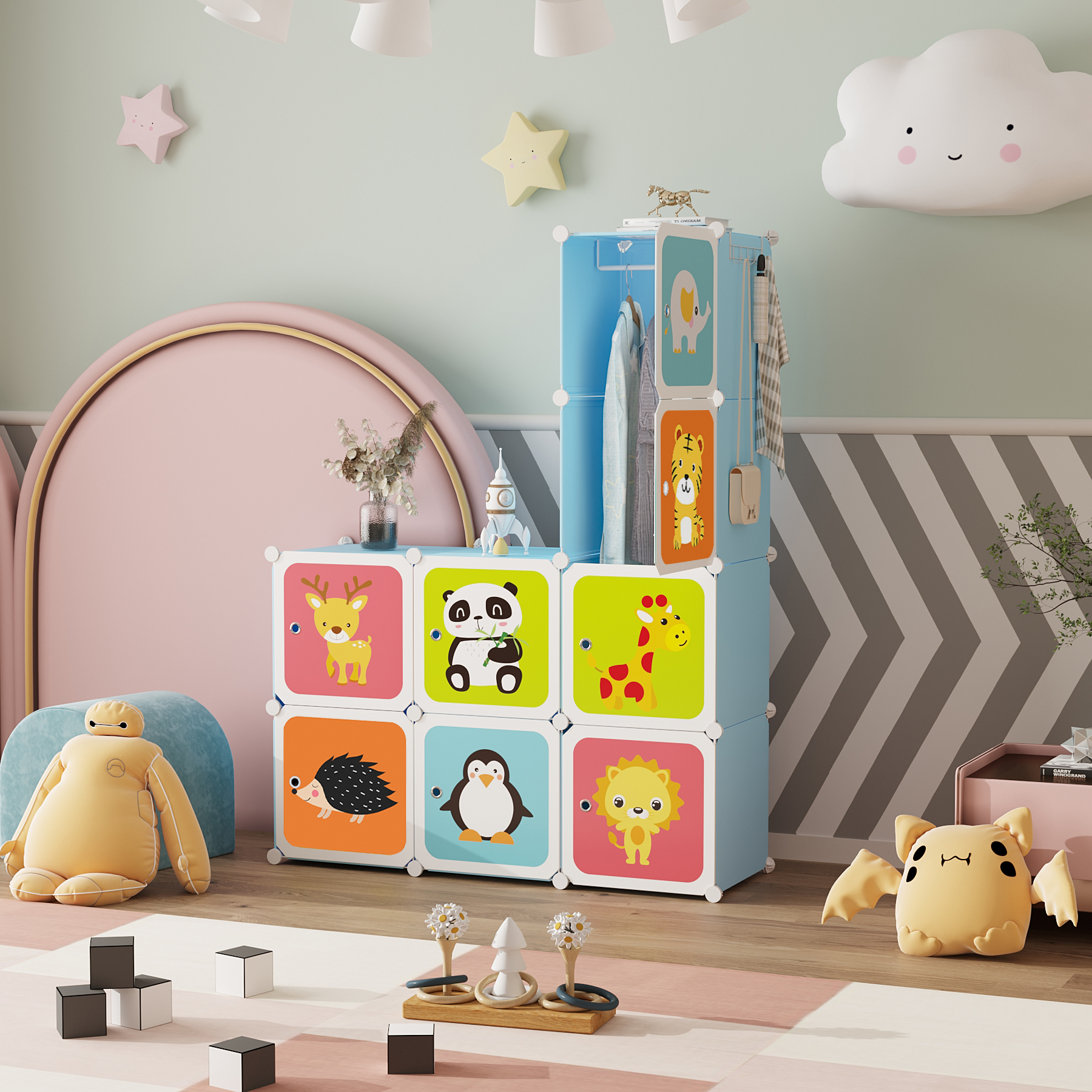 c-ahome-plastic-cube-storage-w-rfelregal-8-f-cher-blau-kinder image 4