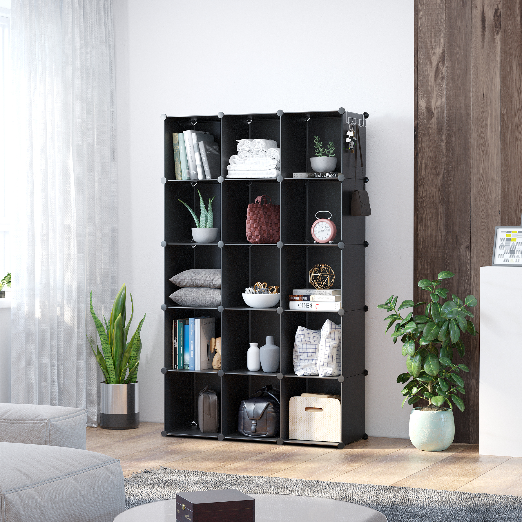 c-ahome-plastic-cube-storage-sum3016h-w-rfelregal-schwarz-16-f-cher image 4