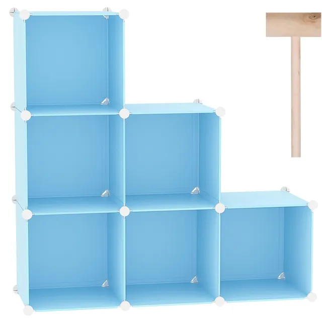 c-ahome-plastic-cube-storage-upcs06l-w-rfelregal-blau-6-f-cher image 1
