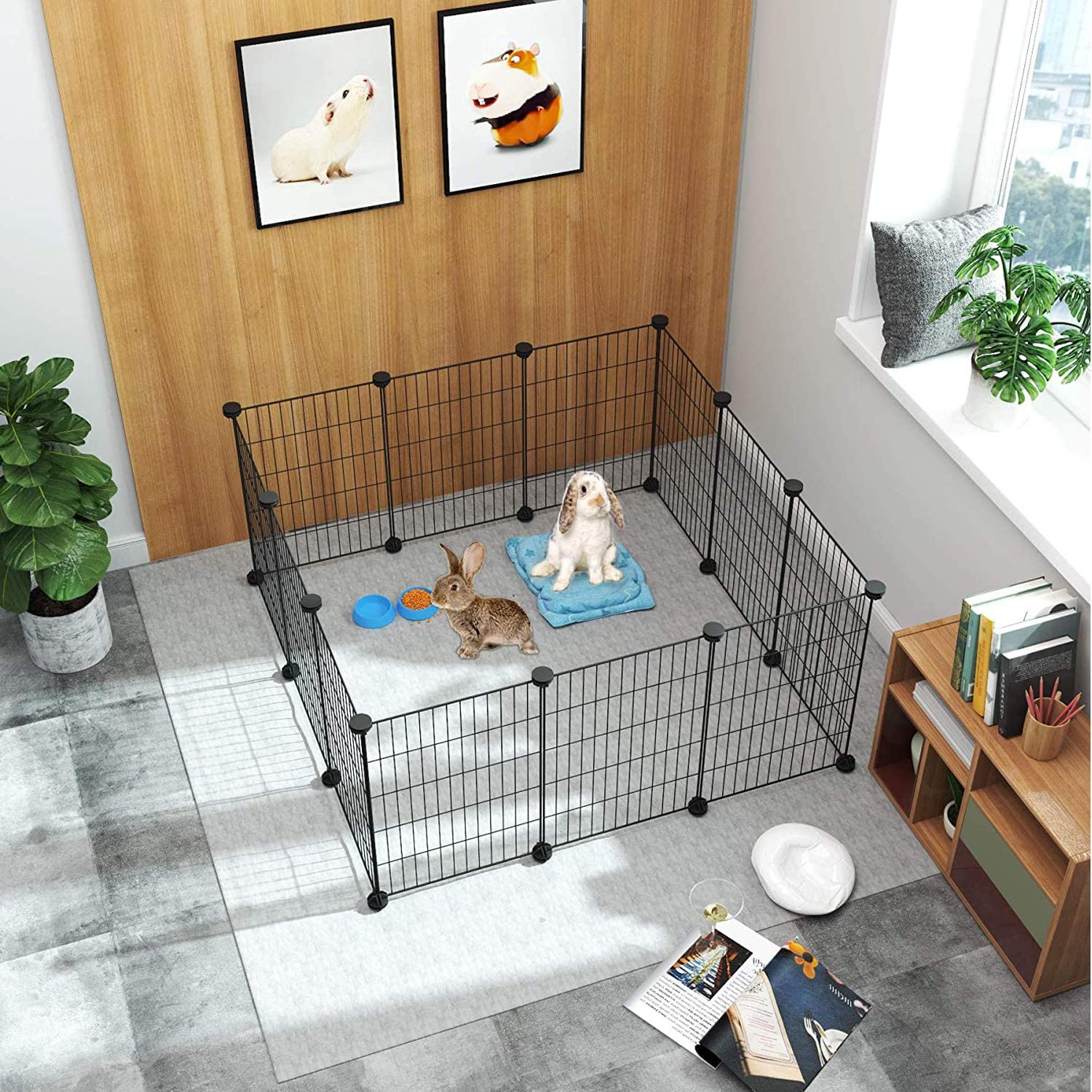 c-ahome-pet-playpens-twl3040b-kleintiergehege-schwarz-12-paneele image 2