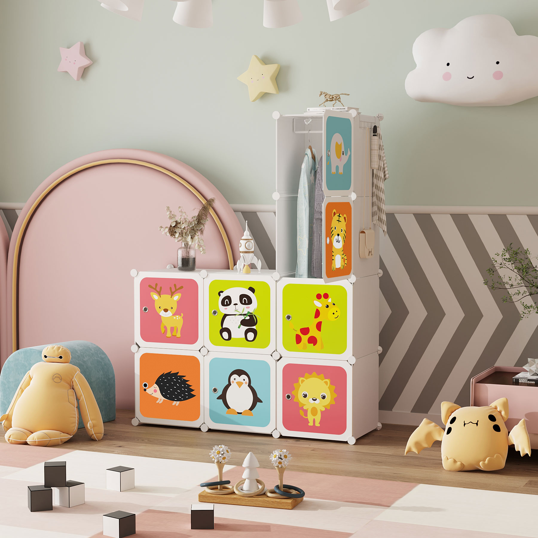 c-ahome-plastic-cube-storage-regal-8-f-cher-milky-cartoon image 4
