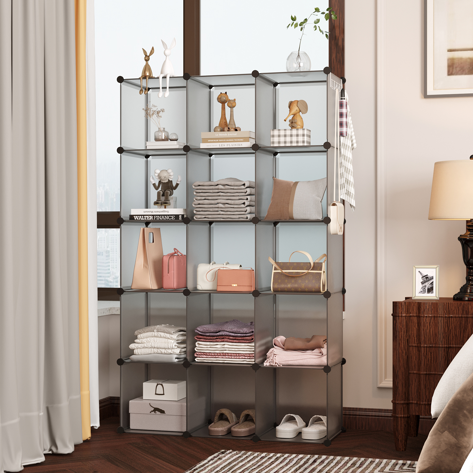 c-ahome-plastic-cube-storage-16er-w-rfelregal-grau image 4