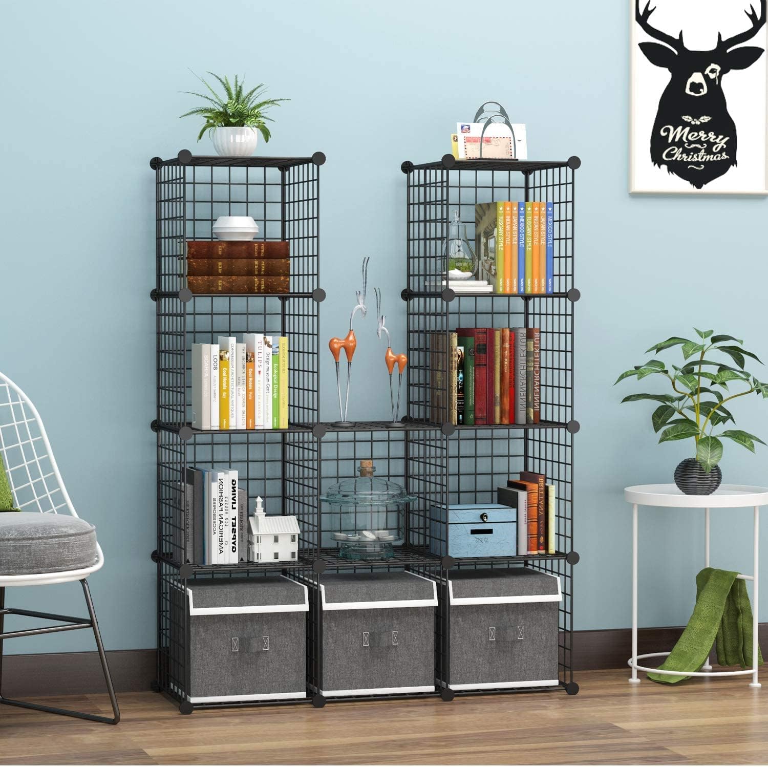 c-ahome-wire-cube-storage-twj3012b-steckregal-schwarz-12-f-cher image 2