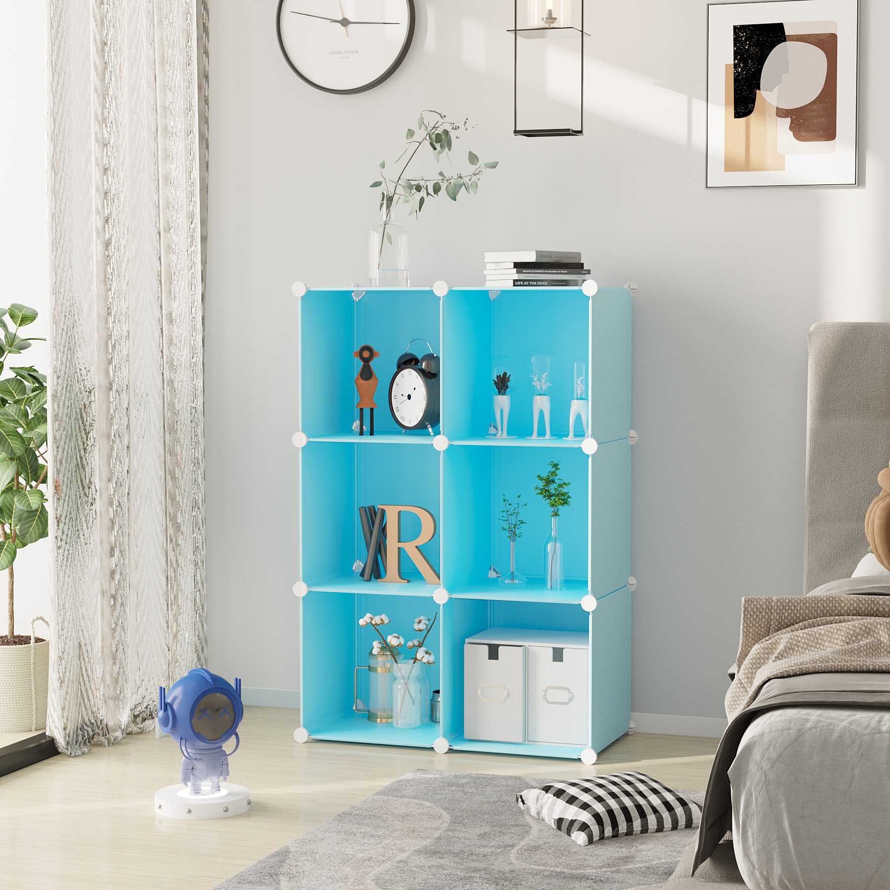 c-ahome-plastic-cube-storage-upcs06l-w-rfelregal-blau-6-f-cher image 3