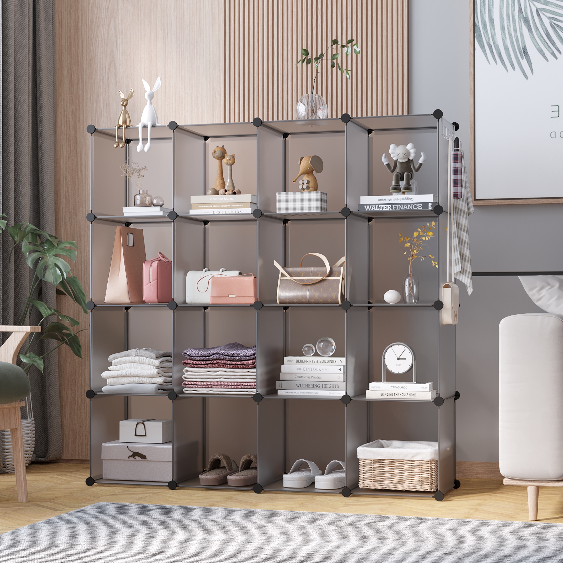 c-ahome-plastic-cube-storage-16er-w-rfelregal-grau image 2
