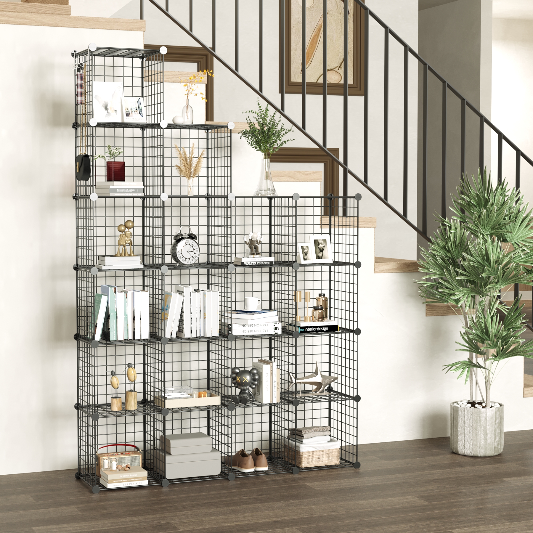 c-ahome-wire-cube-storage-uwcsm20b-gitterregal-schwarz-20-w-rfel image 2