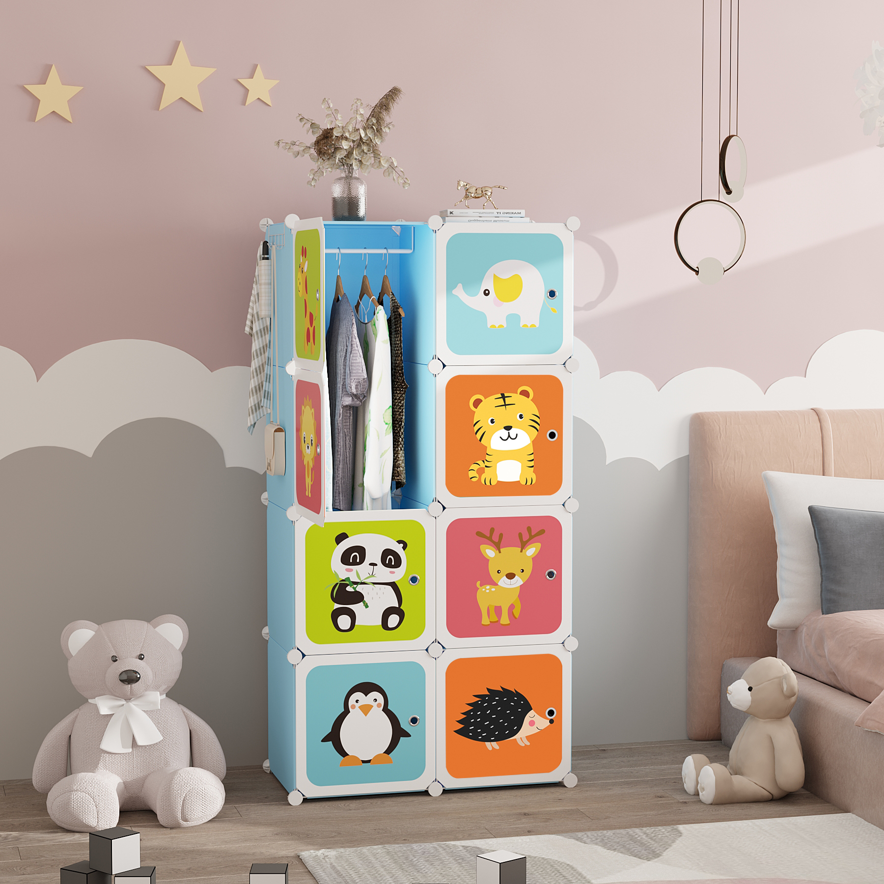 c-ahome-plastic-cube-storage-w-rfelregal-8-f-cher-blau-kinder image 2