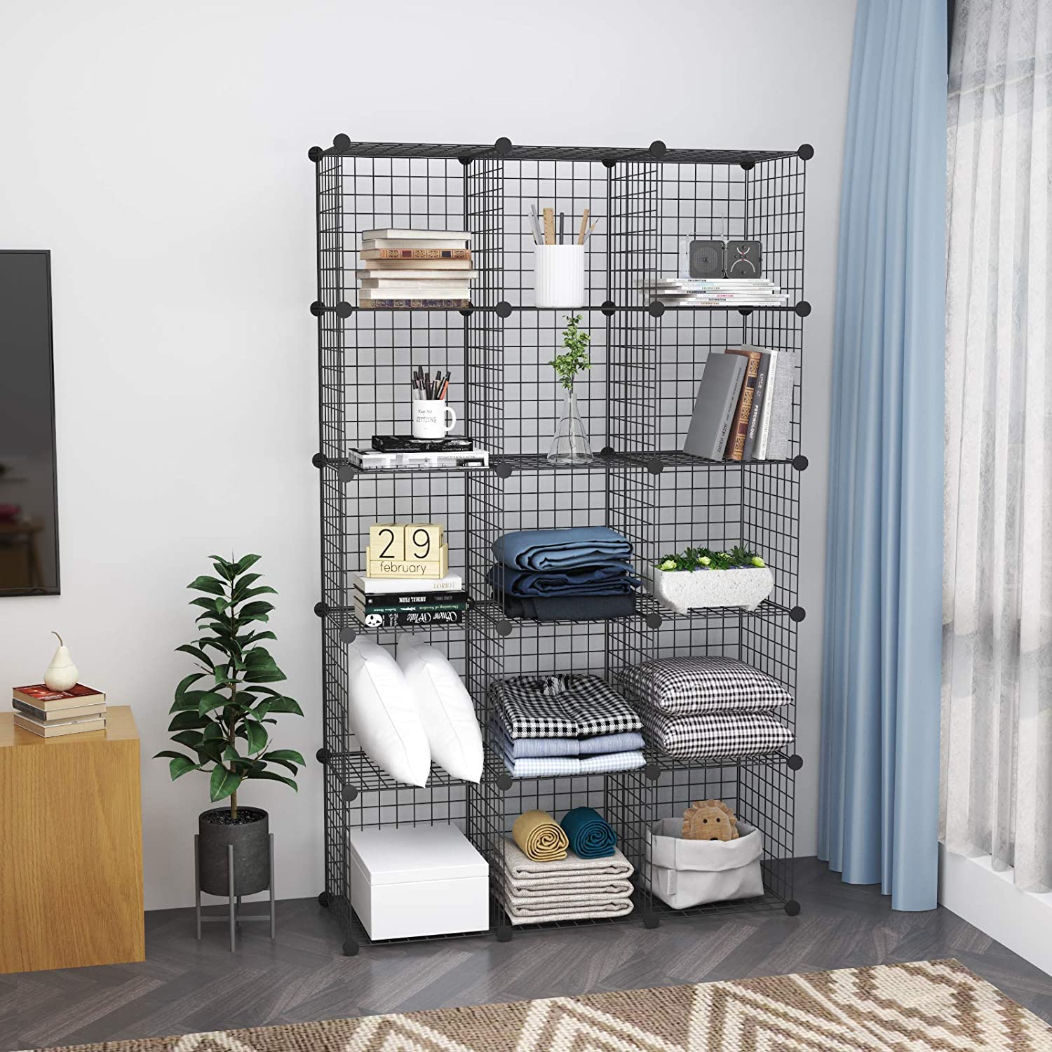 c-ahome-wire-cube-storage-twj3016b-steckregal-schwarz-16-f-cher image 4