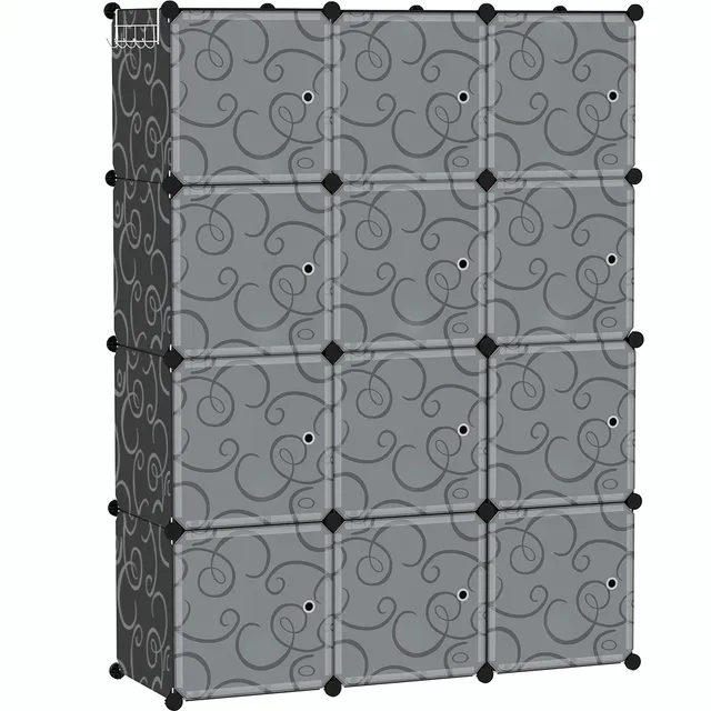 c-ahome-cube-storage-12er-w-rfelregal-mit-t-ren-schwarz image 1