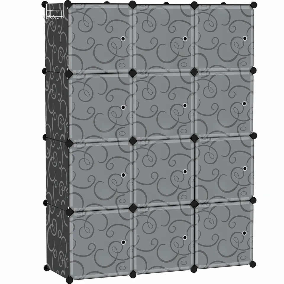 c-ahome-cube-storage-12er-w-rfelregal-mit-t-ren-schwarz image 1
